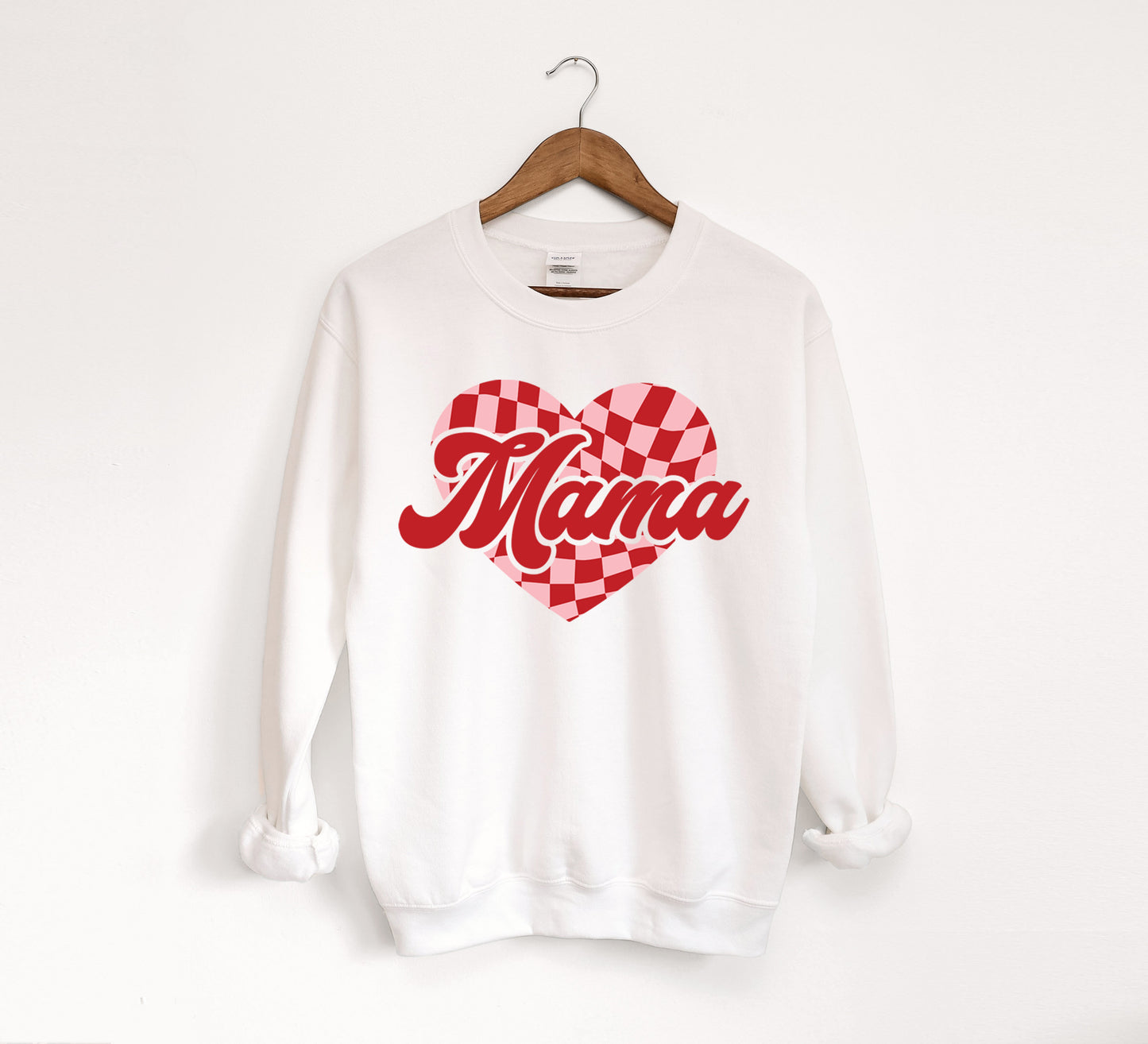 Checkered Mama Heart Crewneck