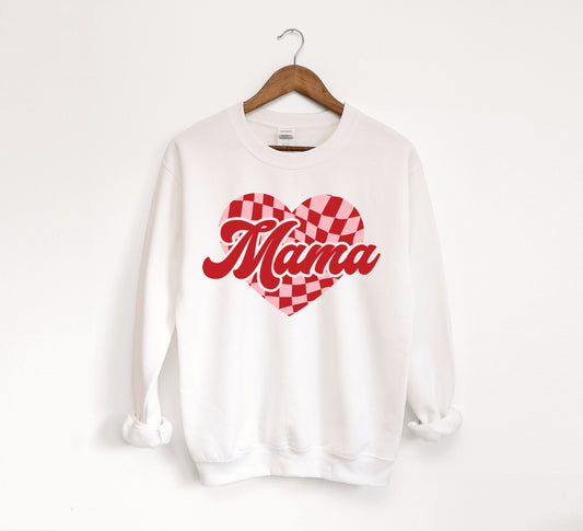 Checkered Mama Heart Crewneck