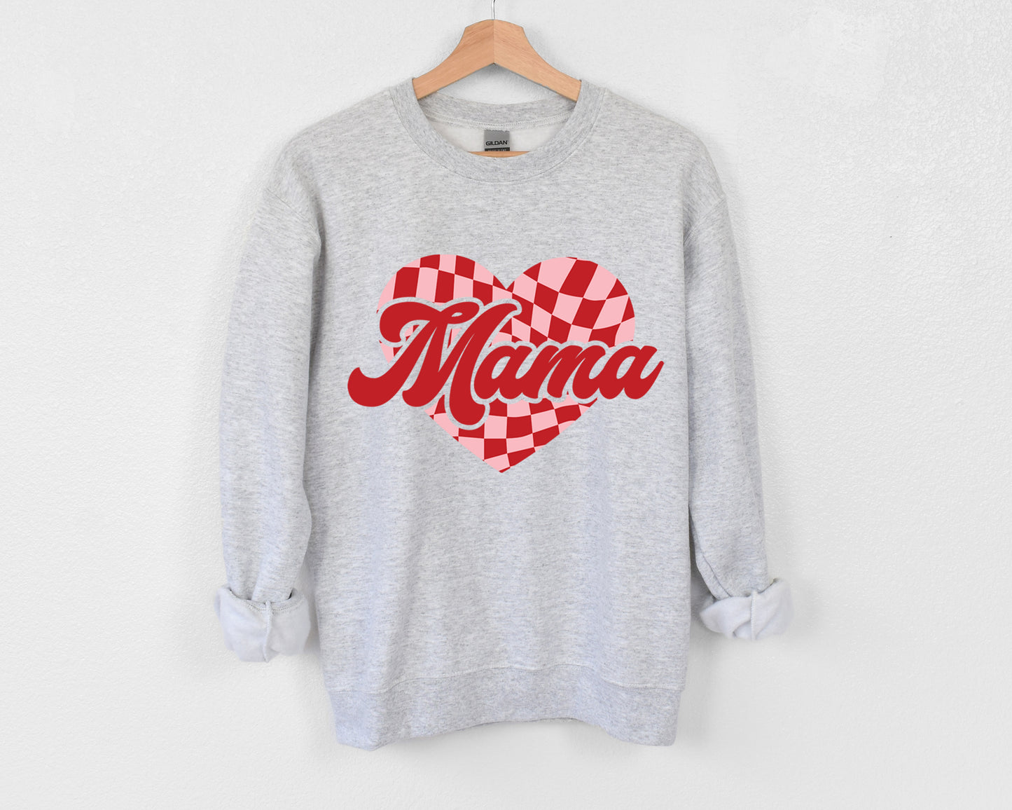 Checkered Mama Heart Crewneck