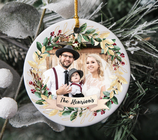 Gold Wreath Family Custom Ornament