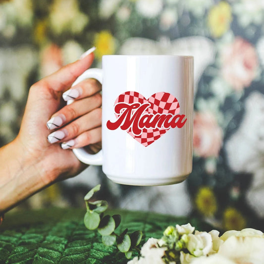 Mama Checkerd Heart Mug